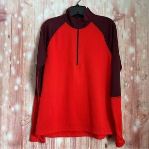 Eastern Mountain Sports Red 1/4 Zip Maroon Colorblock Tech Wick Polartec Top L